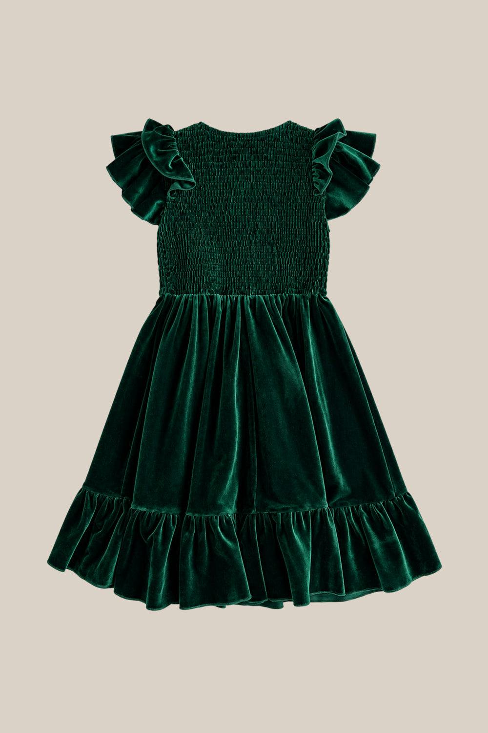 Mini Hattie Dress in Emerald Velvet