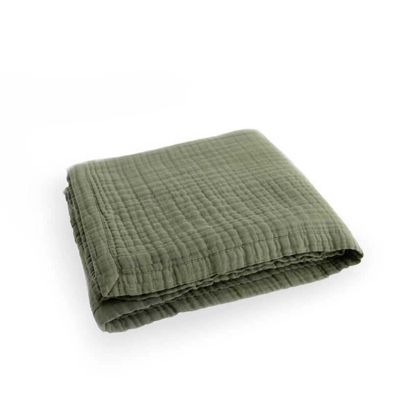 Cotton Muslin Quilted Throw - Fern