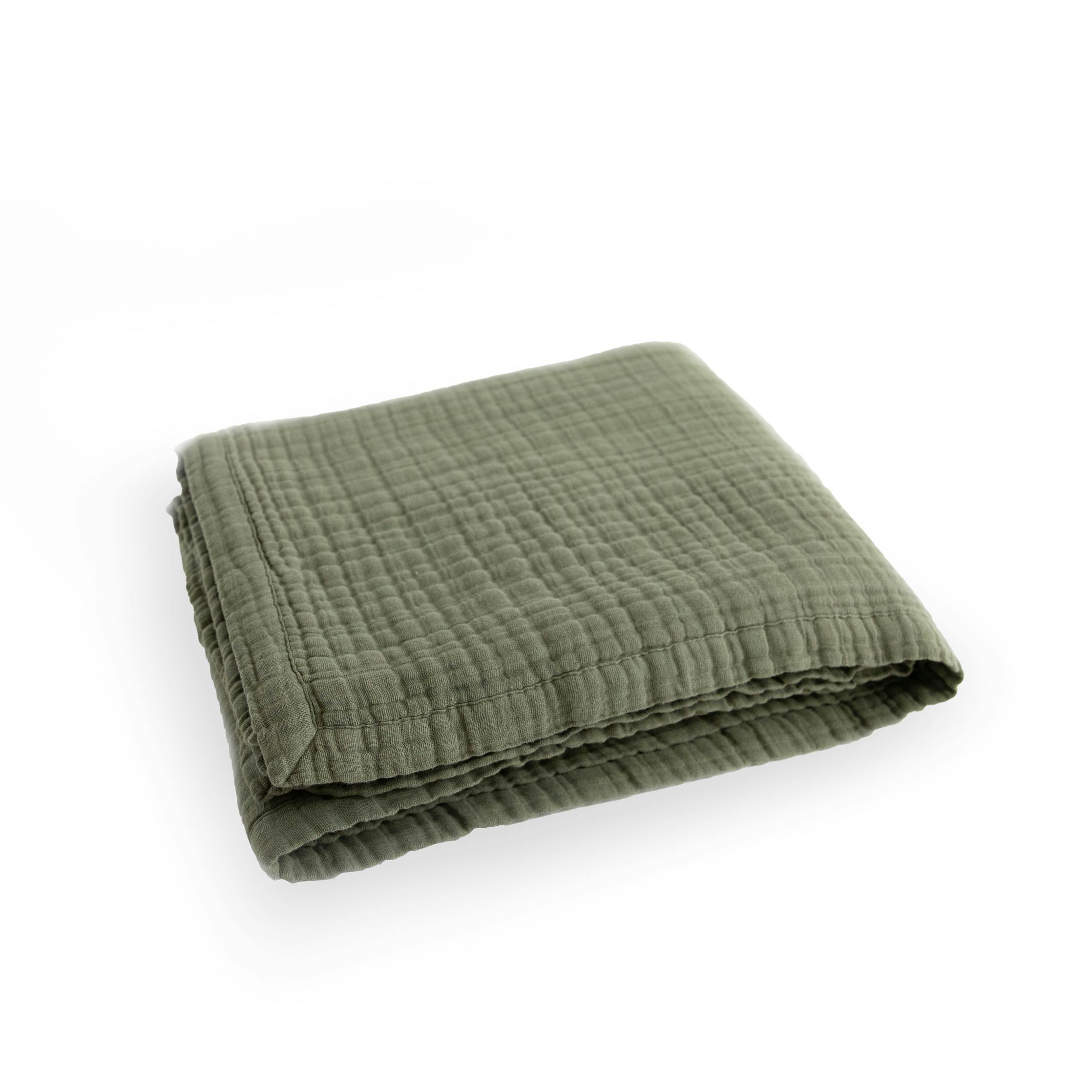 Cotton Muslin Quilted Throw - Fern