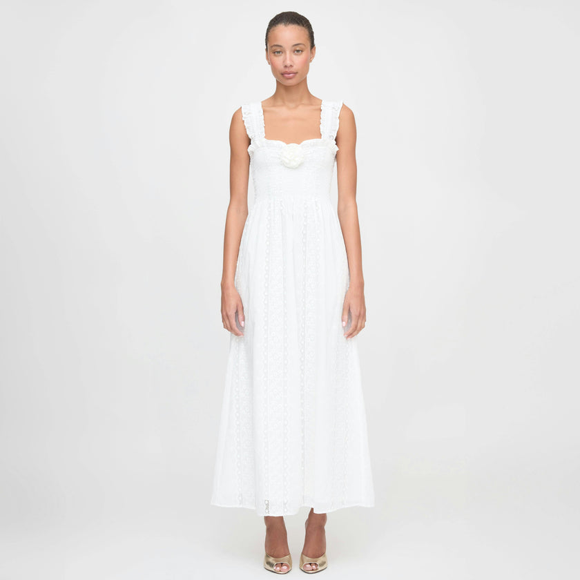 The Rosetta Nap Dress - White Broderie Voile