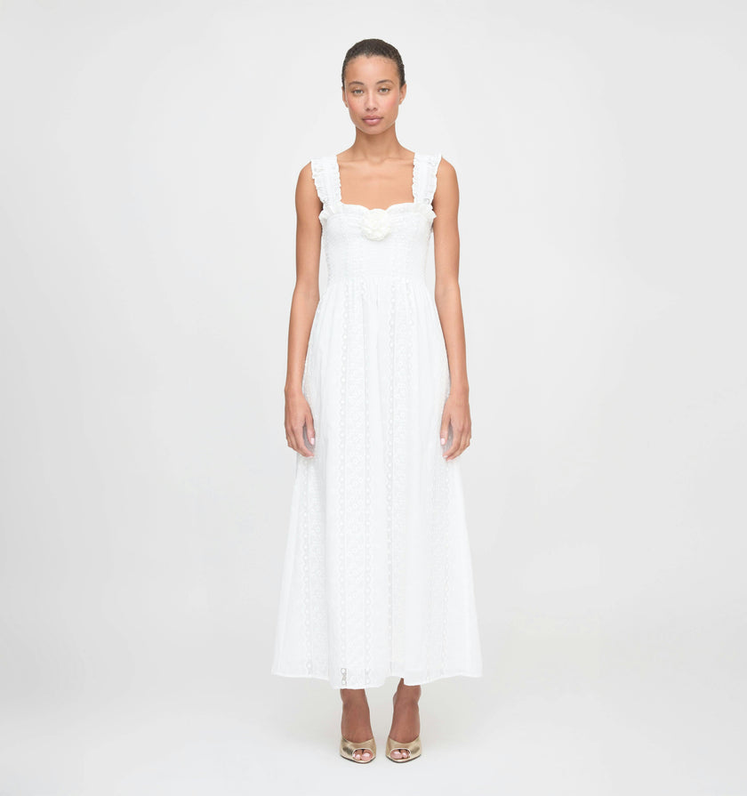 The Rosetta Nap Dress - White Broderie Voile