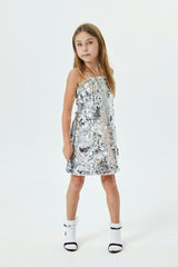 Lena Silver Flower Sequin Dress