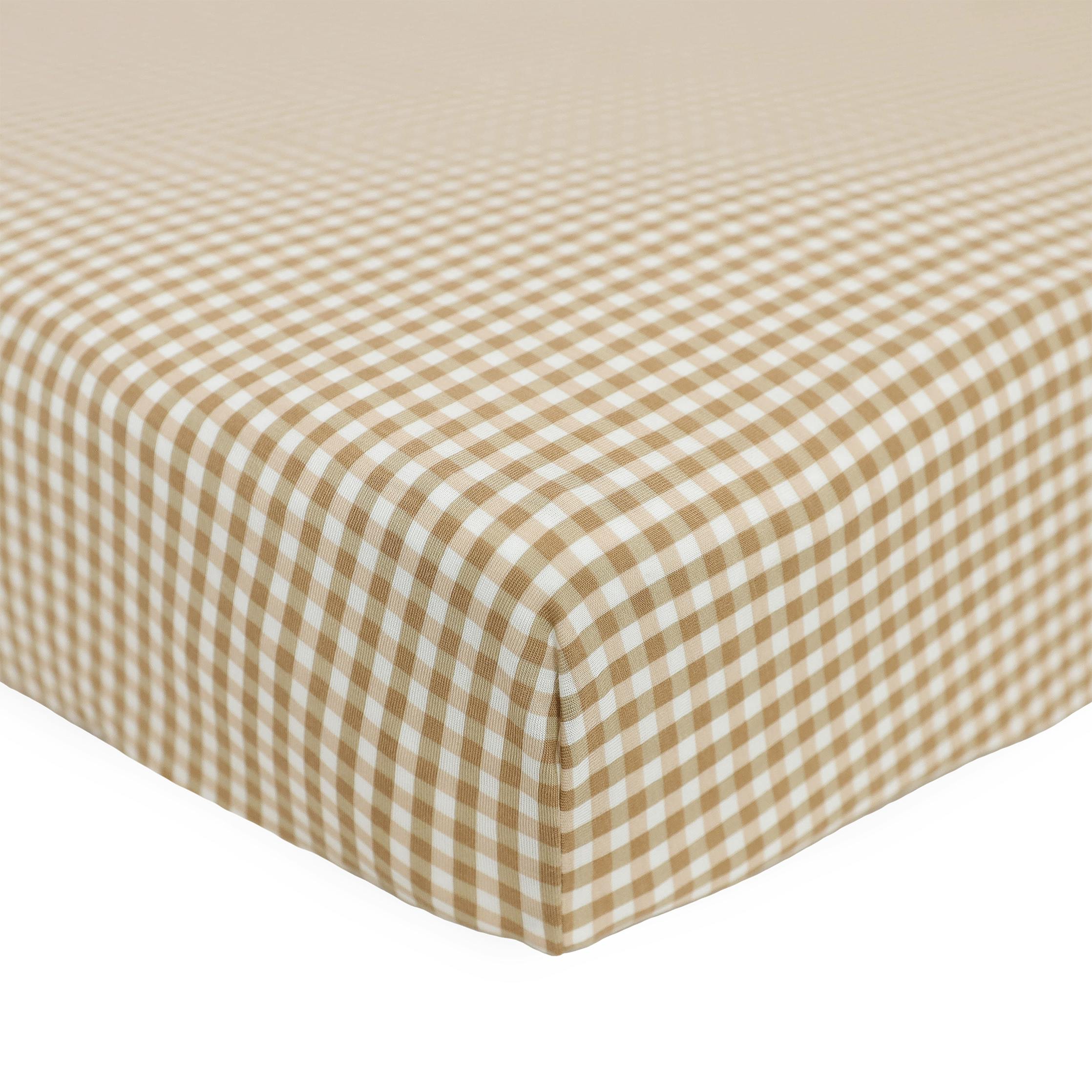 Stretch Knit Crib Sheet - Cinnamon Gingham