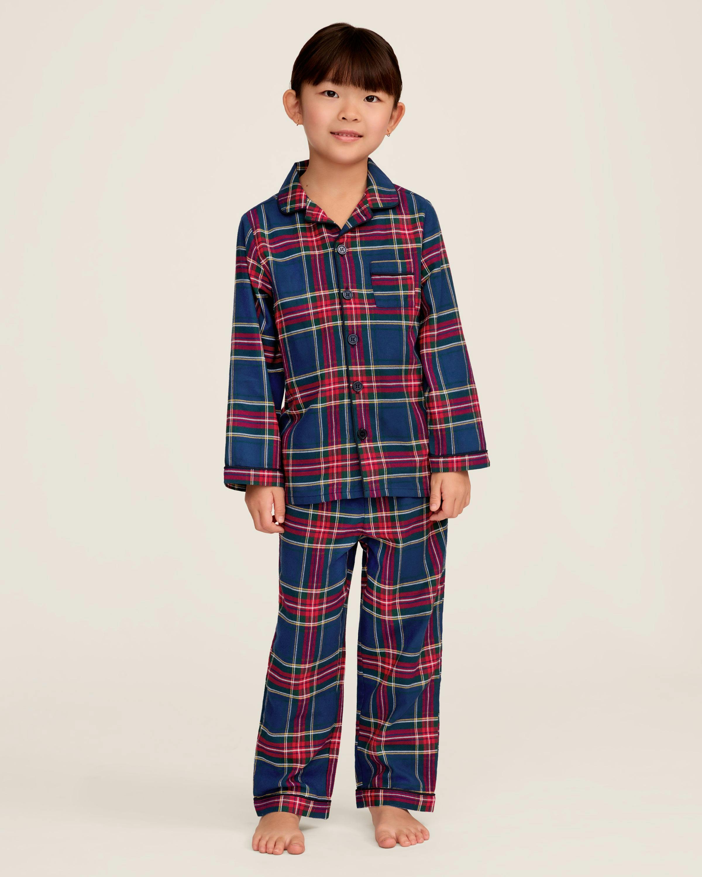 Kid's Brushed Twill Pajama Set in Windsor Tartan