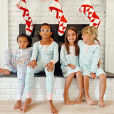 North Pole Christmas Two Piece Kids Henley Pajamas