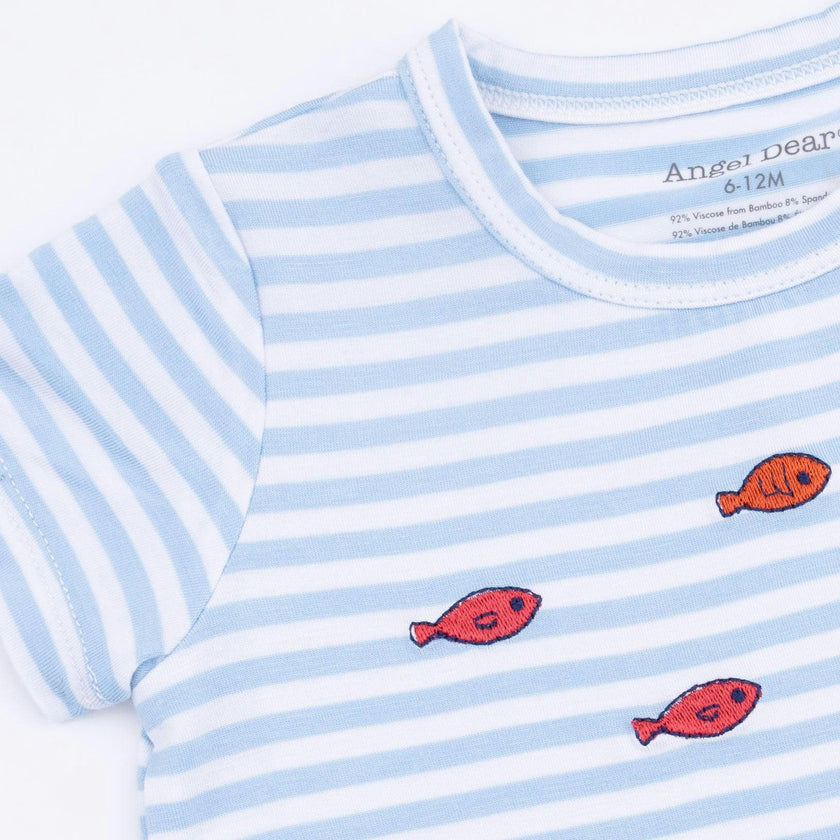 Sailor Sea Creatures Appliques - Crew Neck Tee with Cargo Short