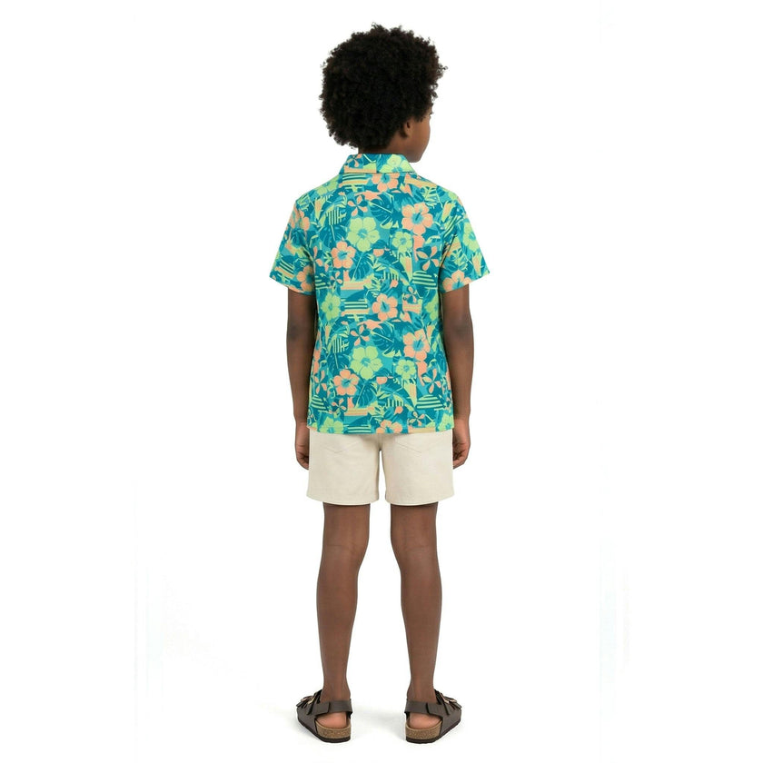 Big Kid Boys Short Sleeve Polo | Sunset Tropics