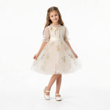 Enchanted Bloom Embroidered Ivory Flower Girl Dress for Girls