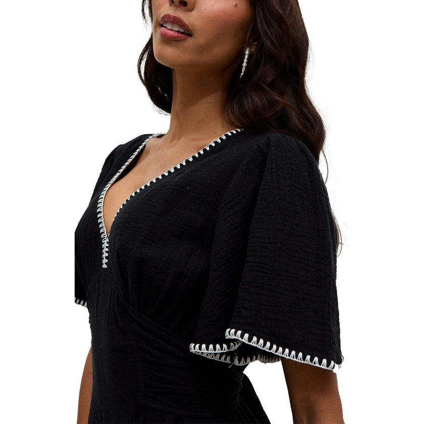 Delilah V-Neck Front Tie Midi Dress