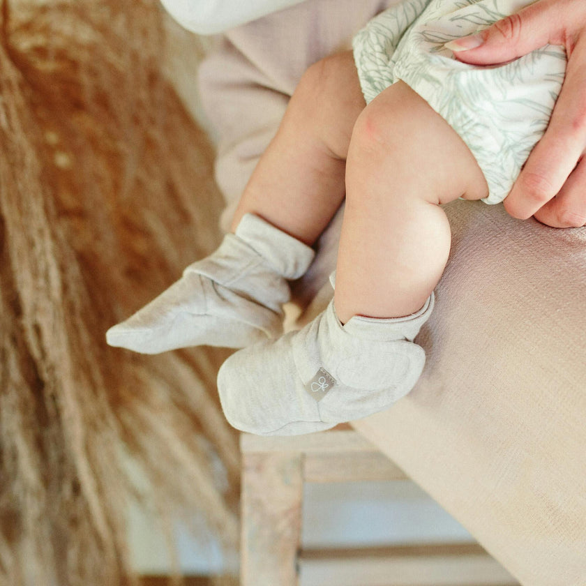 PREEMIE STAY ON BOOTS | STORM GRAY — Bamboo Organic Cotton Blend, NICU Approved Preemie Size