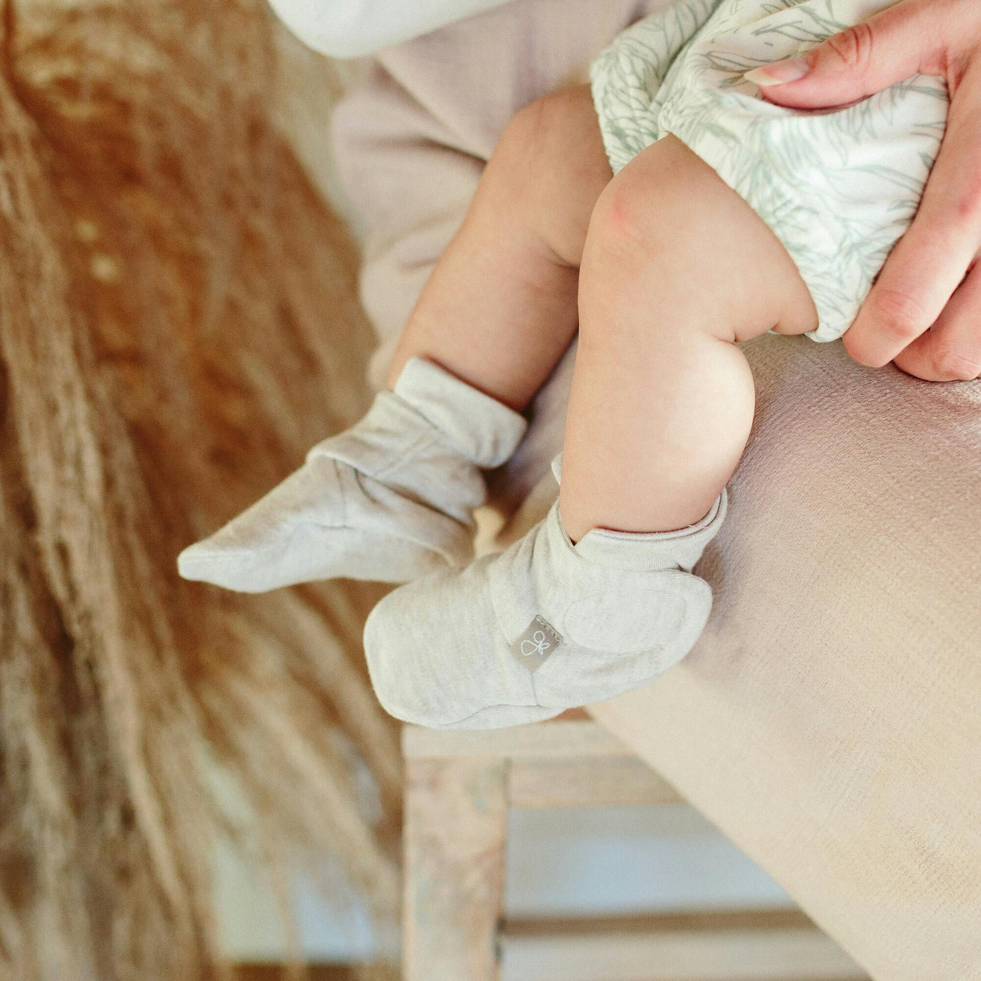 STAY ON BOOTS | STORM GRAY — Bamboo Organic Cotton Blend, 0–12M