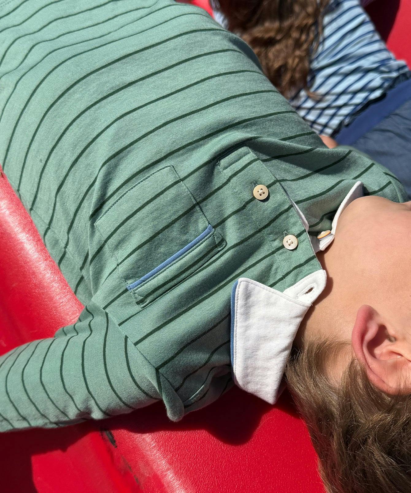 Parker Polo, Sage Fine Stripe