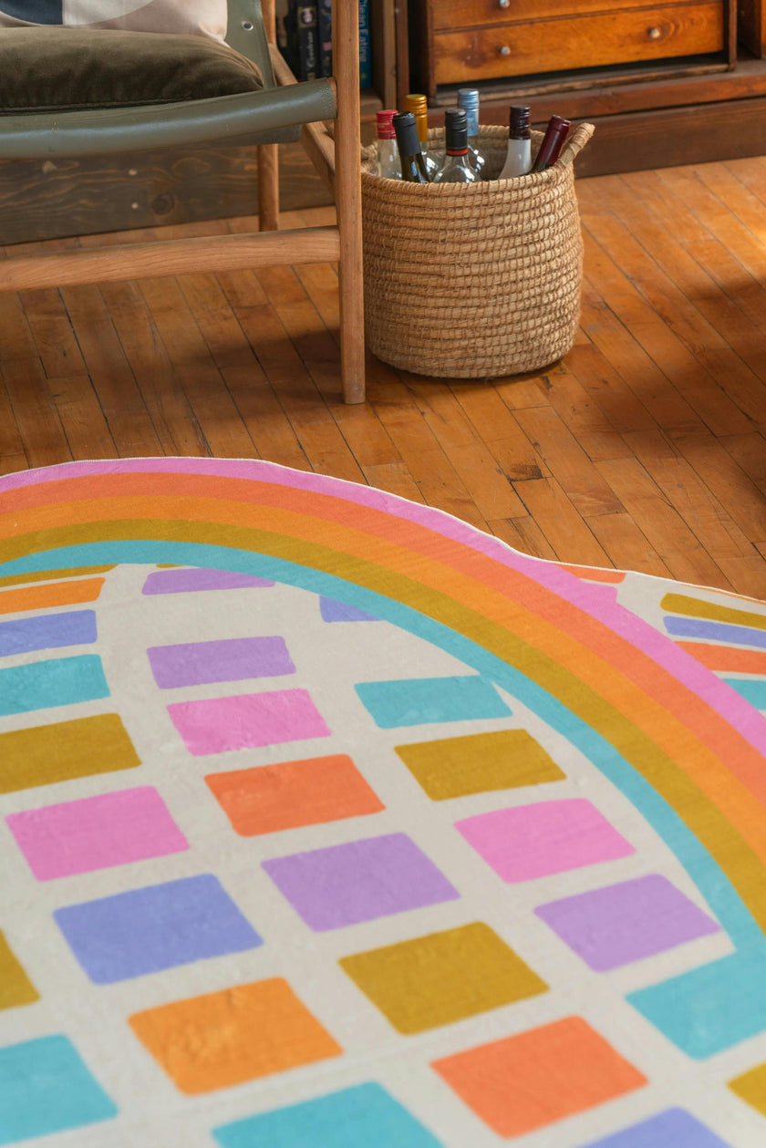 Disco Planet Checkered Rug by Darra Sargent