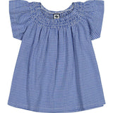 Molly Smocked Flutter Sleeve Top, Blue