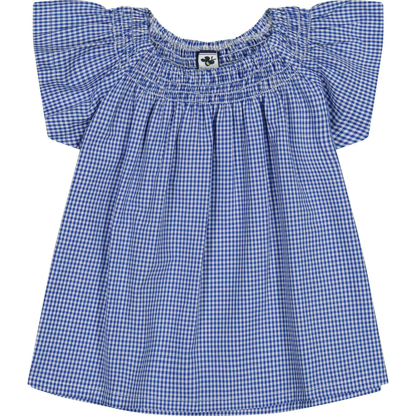 Molly Smocked Flutter Sleeve Top, Blue