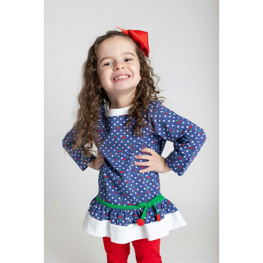 Polka Dot Cherry Knit Tunic Set