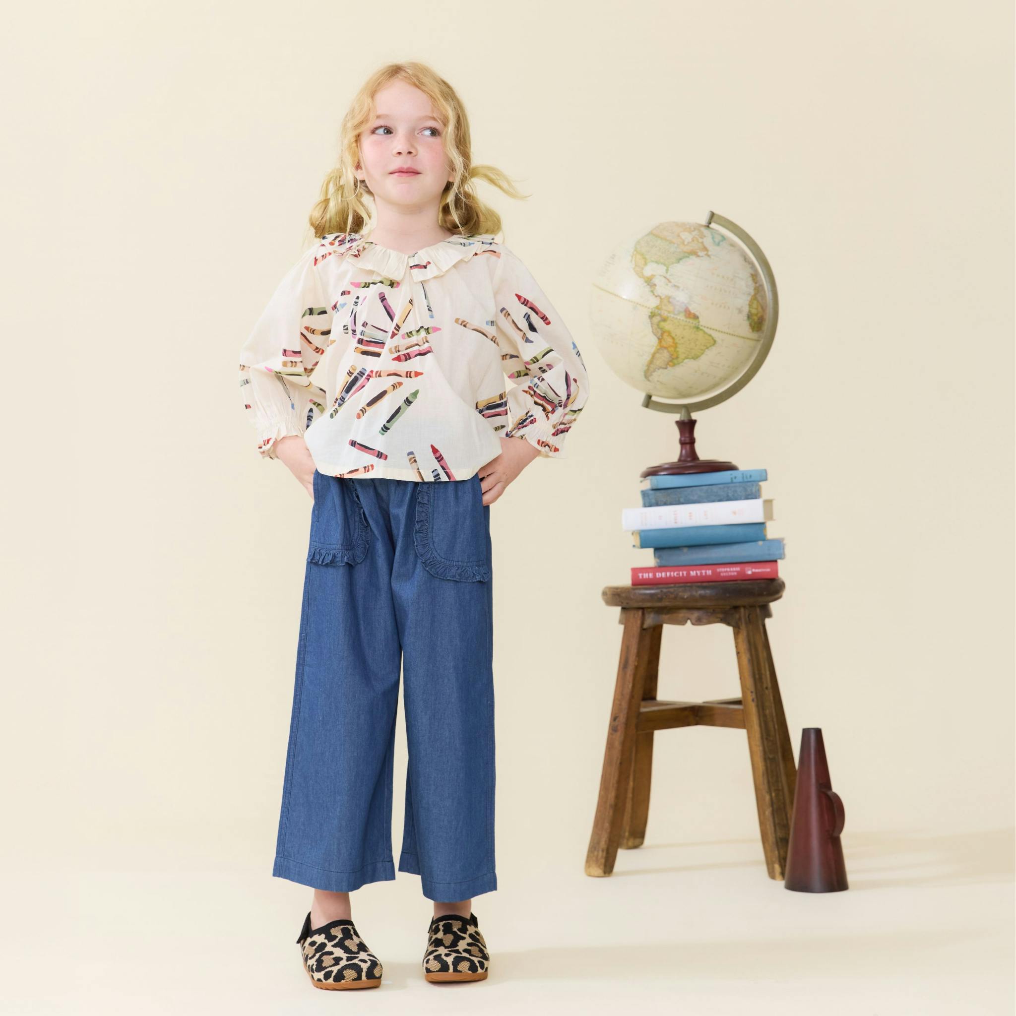 Girls Bailey Ruffle Pant - Chambray