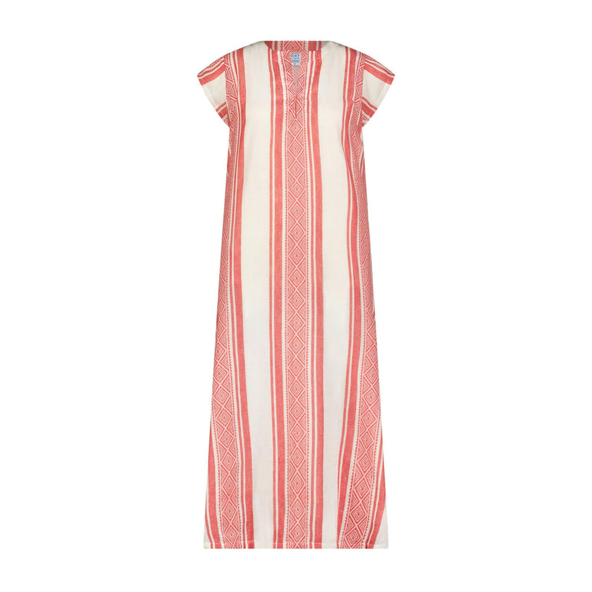 Noa Womens Maxi Kaftan Red Dobby Stripe, Red Dobby Stripe