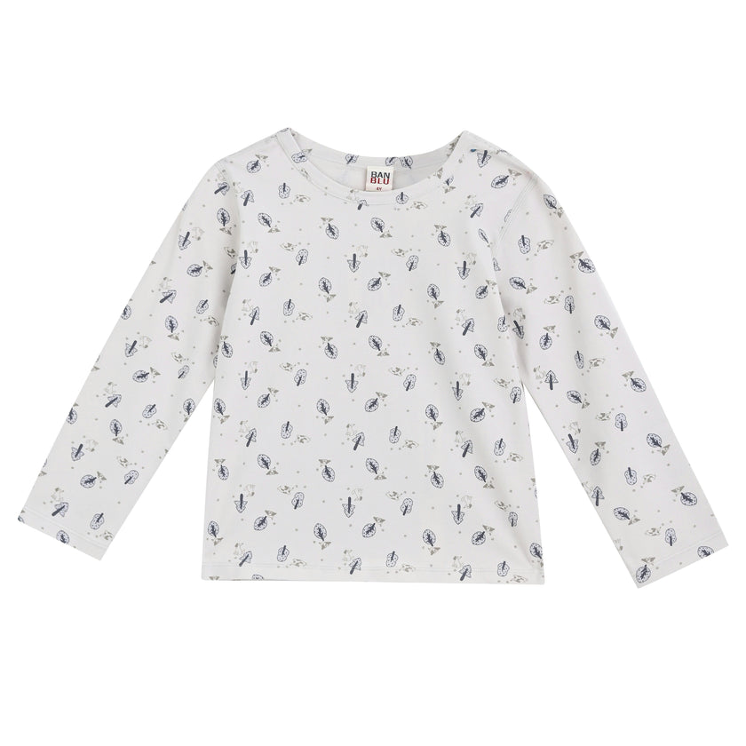 White Feather Cotton Pajama Set