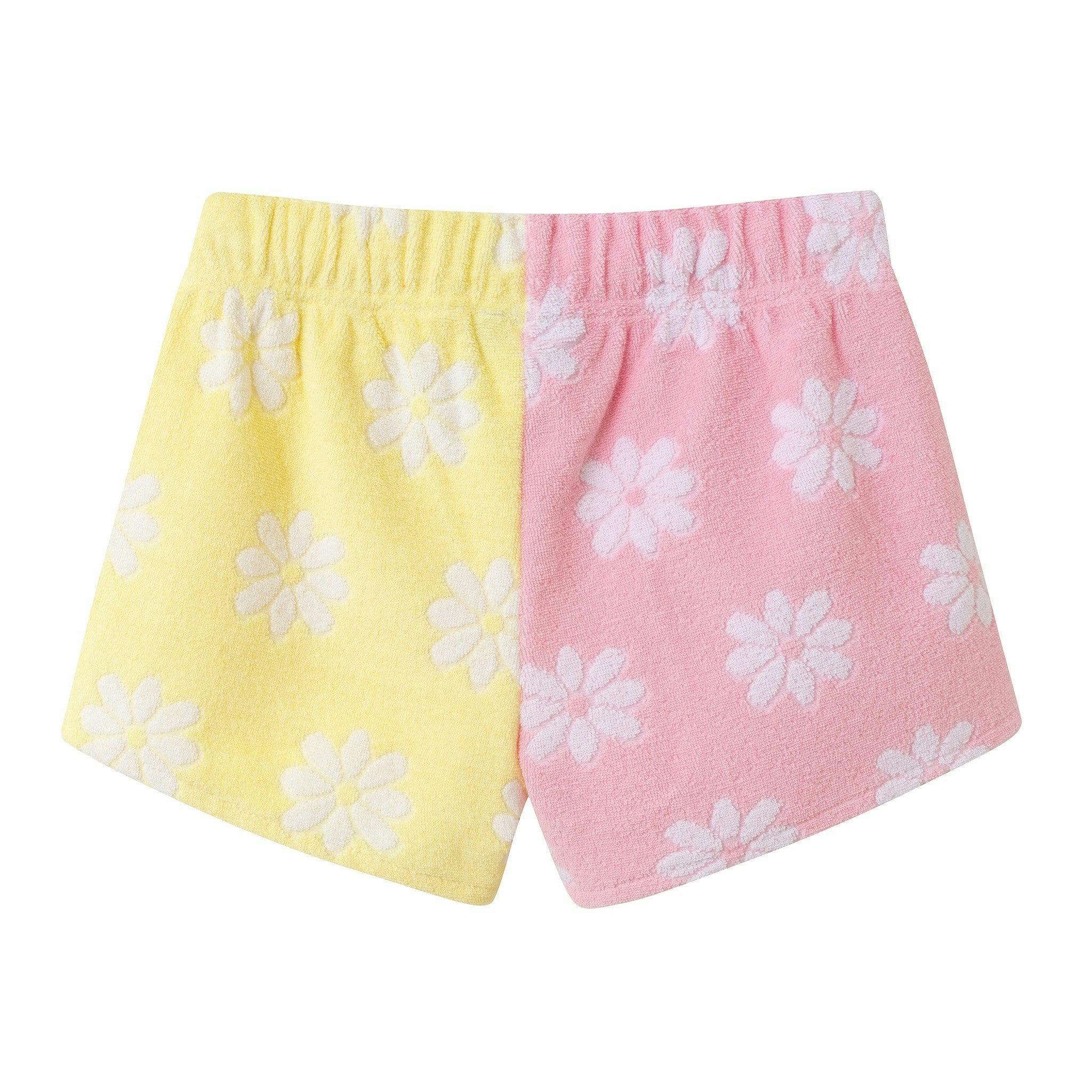Girls Colorblocked Terry Short | Pink Floral
