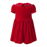Red Velvet Tartan Trim Dress