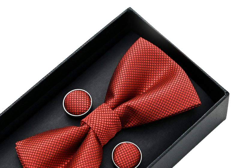 Orange Crosshatch Bowtie Set