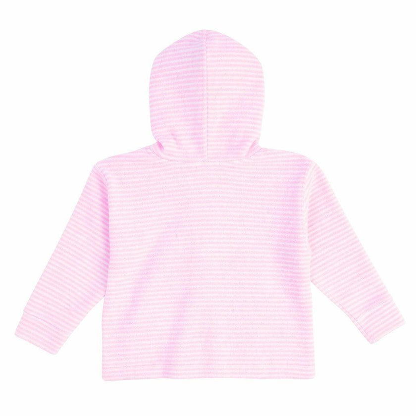 Stripe Terry Hoodie with Flower