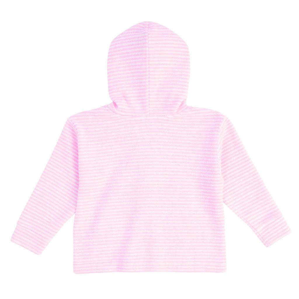 Stripe Terry Hoodie with Flower