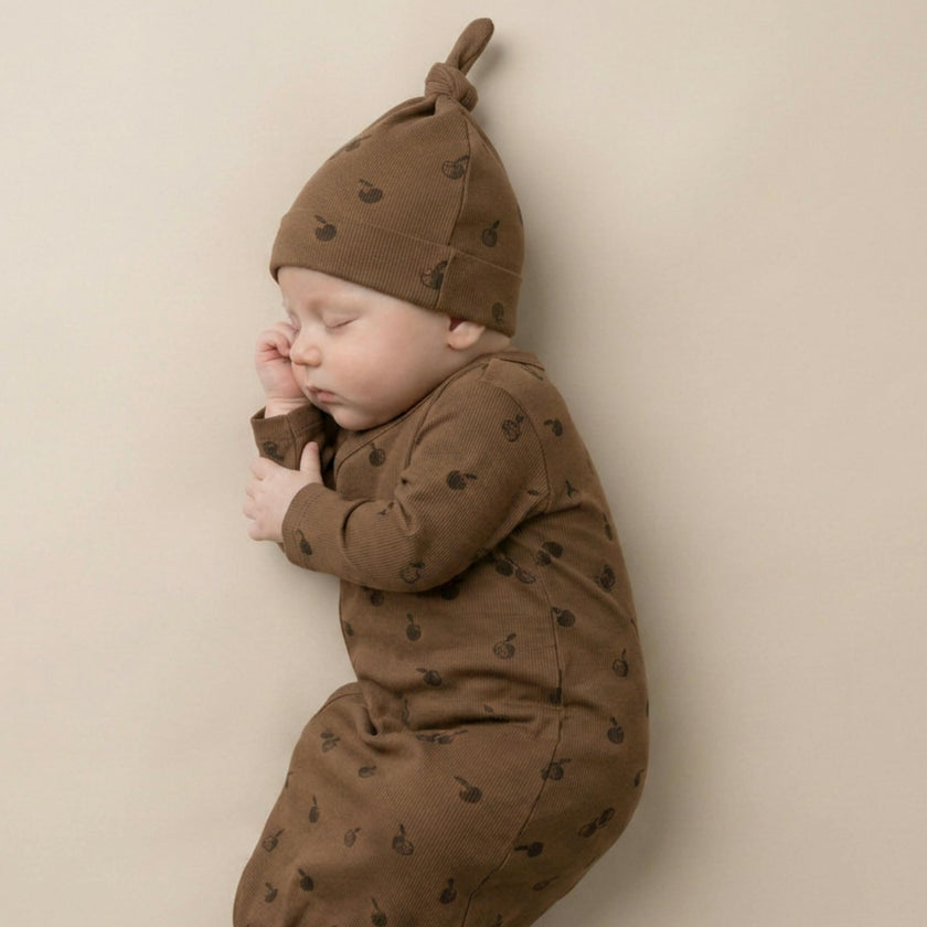 Organic Kimono Infant Sleep Gown - Apple