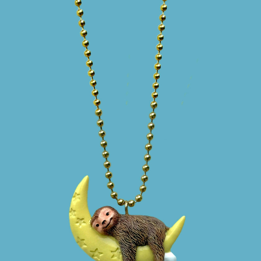 GLOW-IN-THE-DARK SLEEPY SLOTH NECKLACE