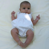 Babys Eyelet Embroidered Ruched Bow Strap Bubble