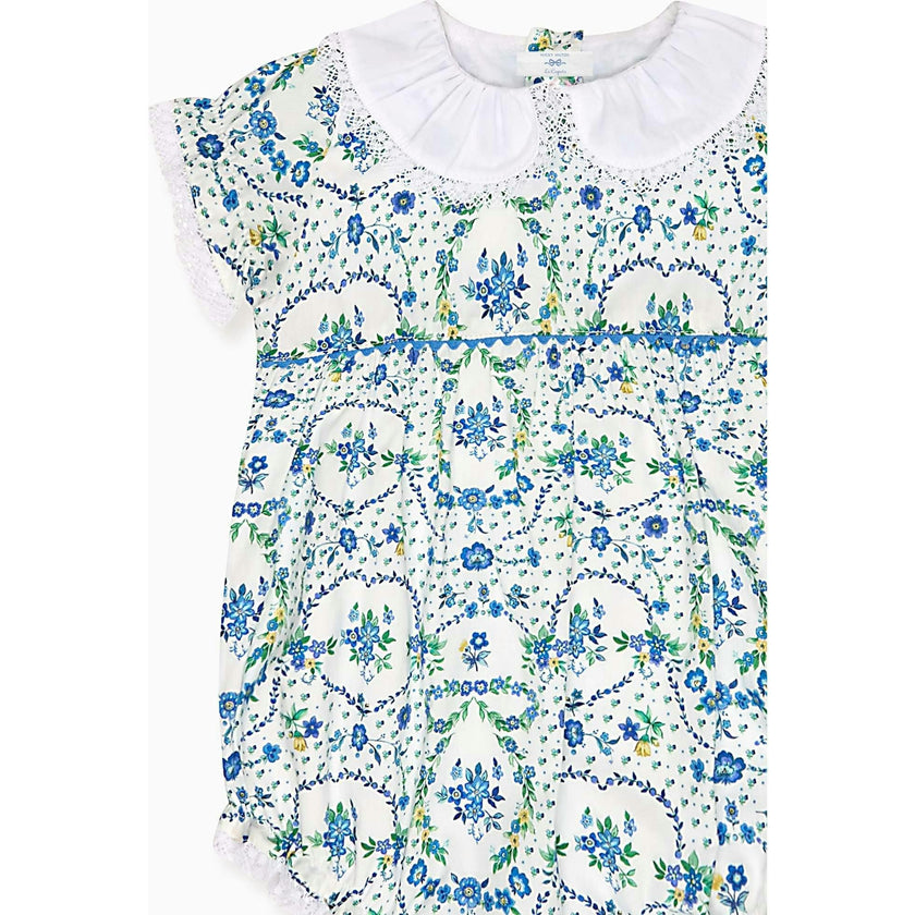 Nicky Hilton x La Coqueta Blue Bow Floral Lily-Grace Baby Girl Romper