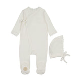 Knit Trim Wrap Footie & Hat Set
