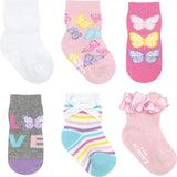 Lovely Butterflies Pink 6pk Sock