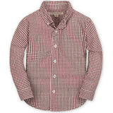 Organic Stretch Poplin Long Sleeve Button Down Shirt, Red