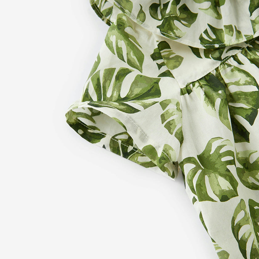 Island Leaf Ruffle Dress & Bloomers