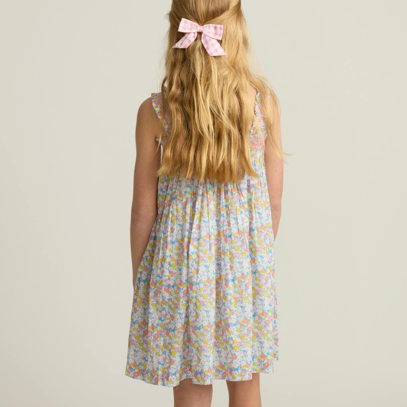 girls jasmine blossom smocked ruffle strap dress