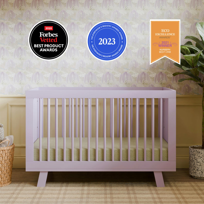 Hudson 3-in-1 Convertible Crib w/Toddler Bed Conversion Kit in Lilac in Lilac