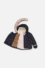 Baby Two Piece Snowsuit Blue Printed Teddy Bears