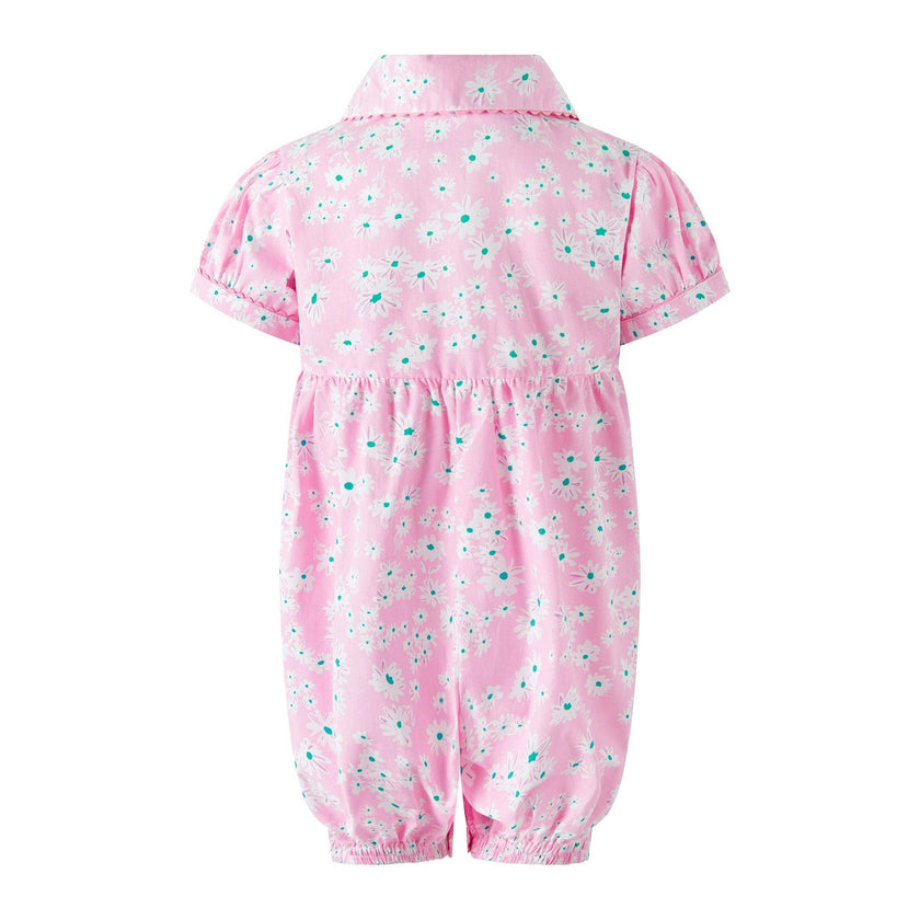 Pink Daisy Button-Front Babysuit