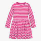 Kids long sleeve rib perfect pocket dress in stripe