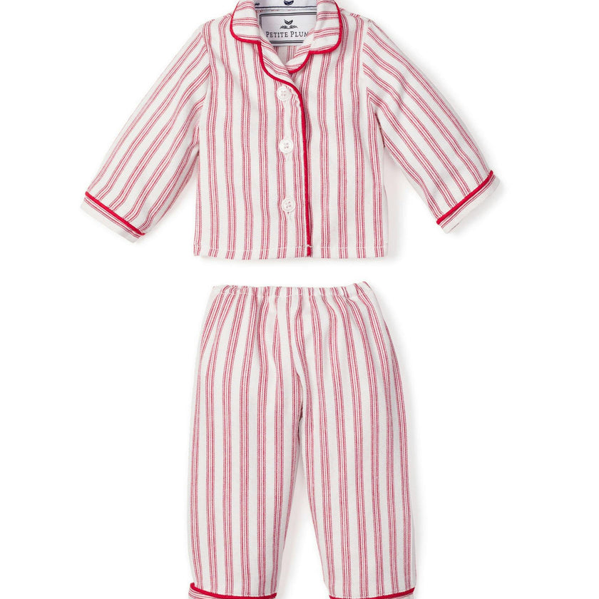 Doll Pajamas in Antique Red Ticking