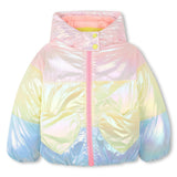 Tricolor hooded down jacket