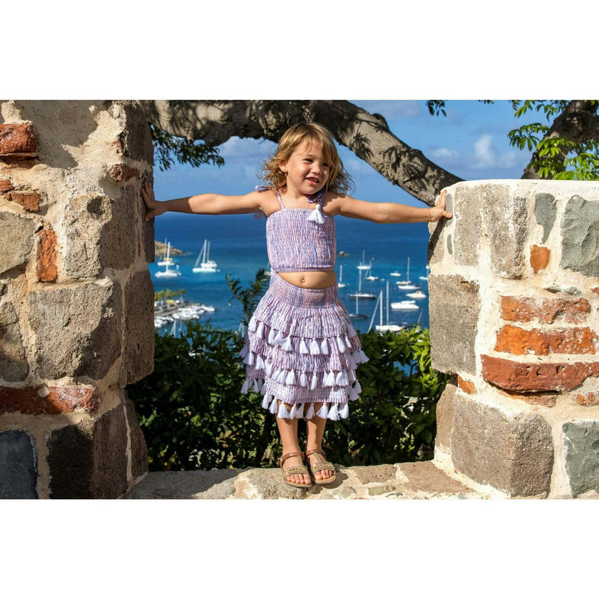 Louisa Smocked Stripe Top And Skirt Set, Stripes
