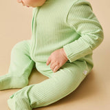 Ribbed Clever Zip Footed Baby Pajamas