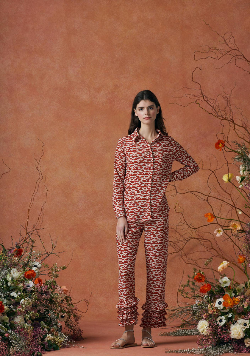 Talitha Pants Silk Red Mushroom
