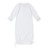 George Pima Cotton Daygown White with Light Blue Piping