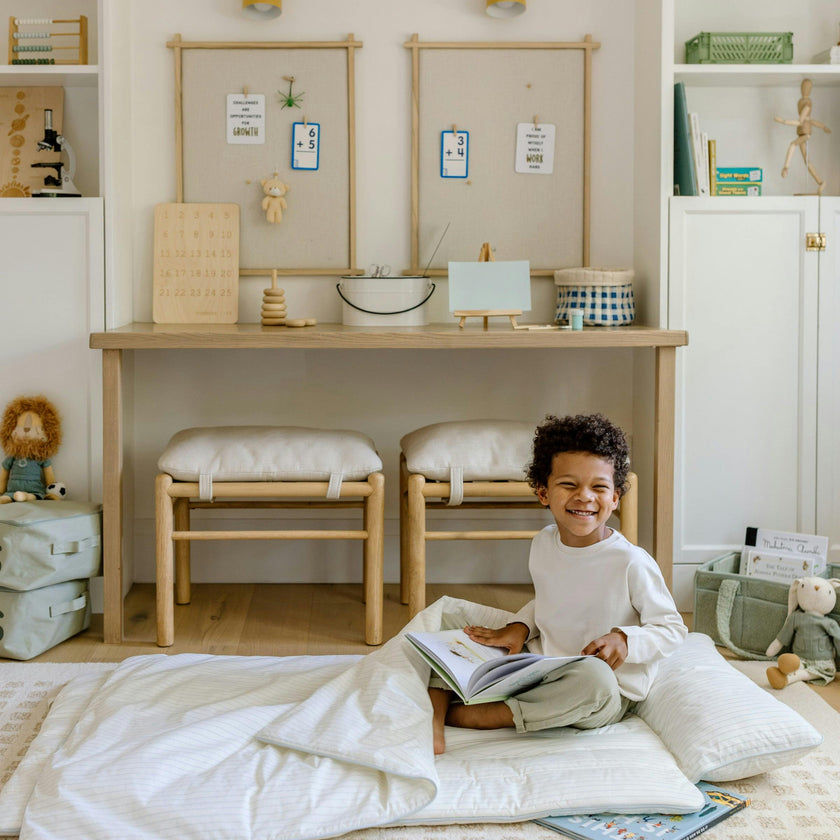 [NEW] XL Organic Nap Mat- Blue Stripe