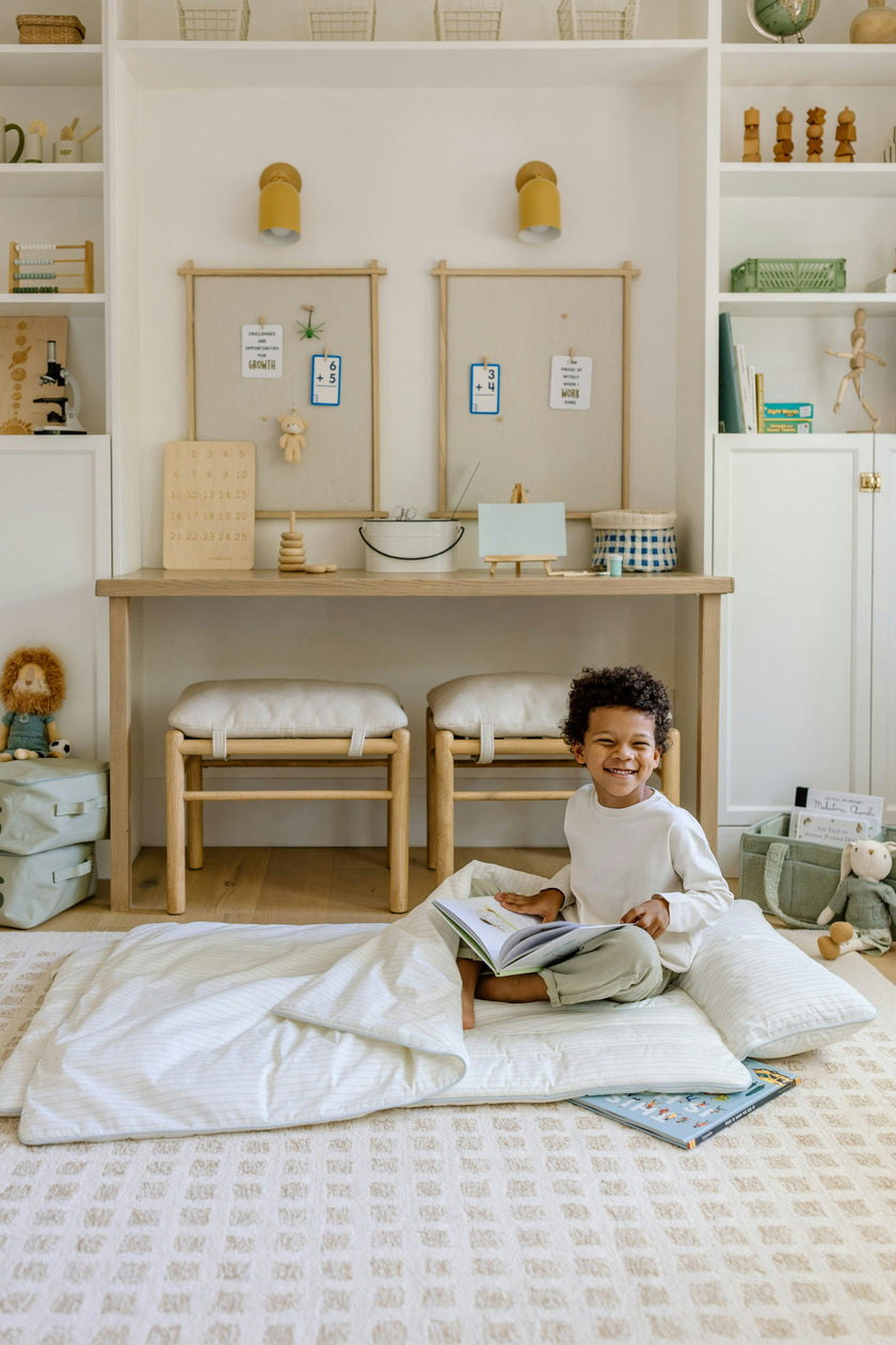 [NEW] XL Organic Nap Mat- Blue Stripe