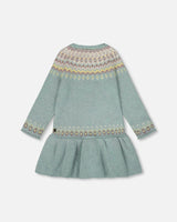Jacquard Sweater Dress with Ribbed Skirt